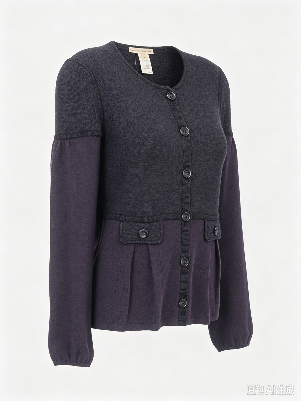 Nanette Lepore Black and Purple Knit Cardigan